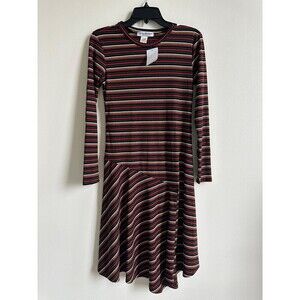 COTTON EMPORIUM long sleeve striped dress olive size M